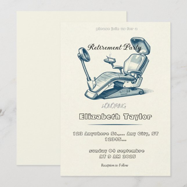 Invitation à la retraite d'un dentiste - Merci Den (Devant / Derrière)