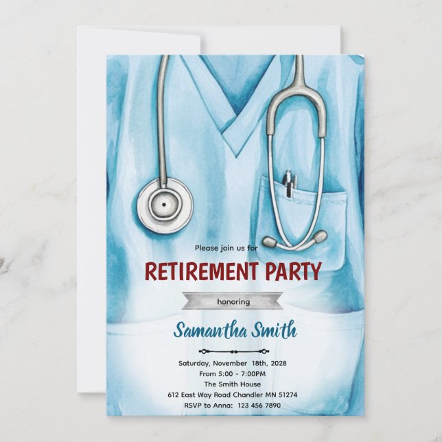Invitation à la retraite d'un médecin infirmier (Devant)