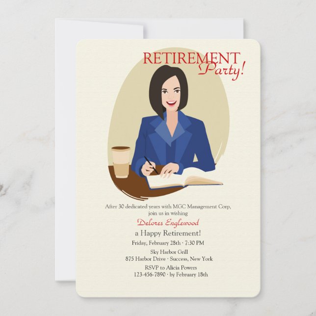 Invitation à la retraite d'une femme d'affaires (Devant)