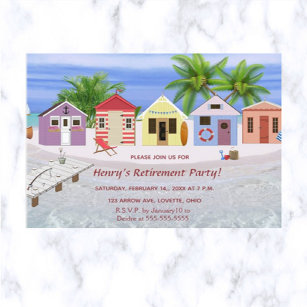 Invitation à la retraite Editable Caribbean Beach