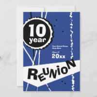 Invitation à la réunion de classe Blue 10 ans pers