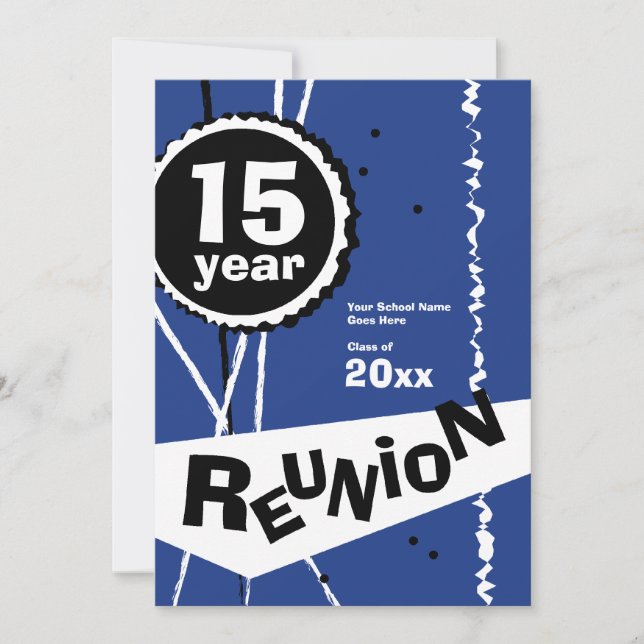 Invitation à la réunion de classe Blue 15 ans pers (Devant)