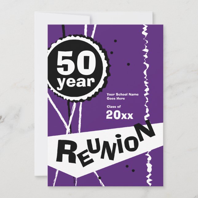 Invitation à la réunion de classe de 50 ans en vio (Devant)