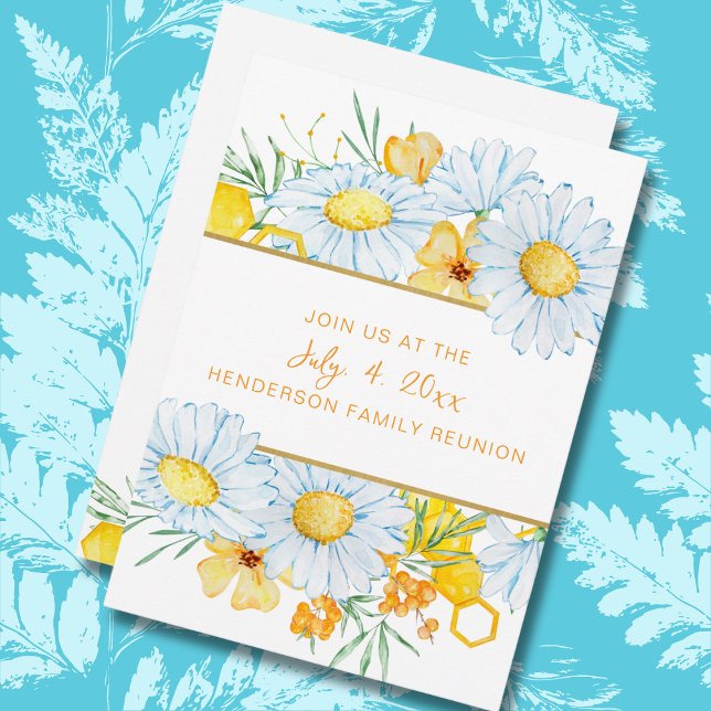 Invitation à la réunion de famille de fleurs blanc (Créateur téléchargé)