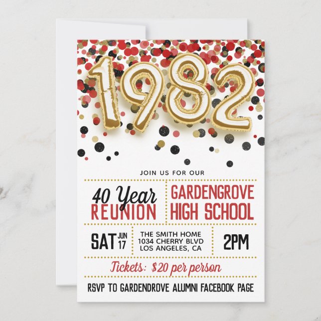 Invitation à la réunion des anciens du lycée et de (Devant)