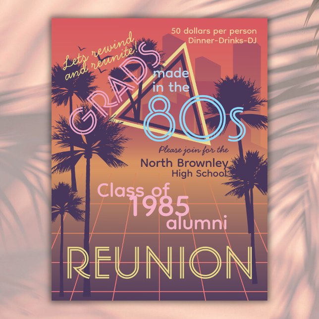 Invitation à la réunion des anciens élèves de la c (Retro futuristic class reunion invitation)