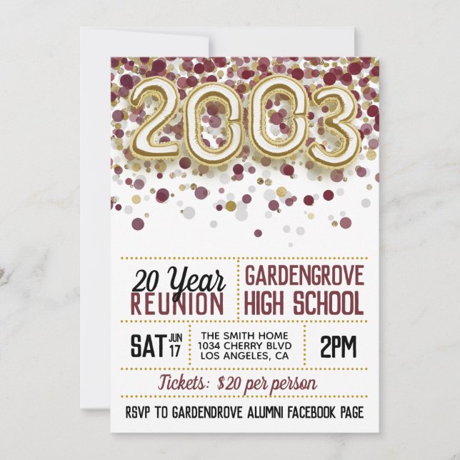 Invitation à la réunion du collège 2003 (Devant)