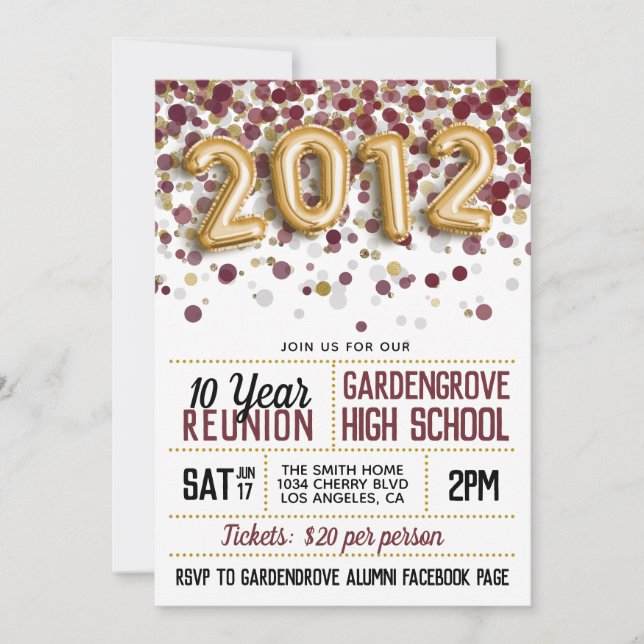 Invitation à la réunion du lycée 2012 (Devant)