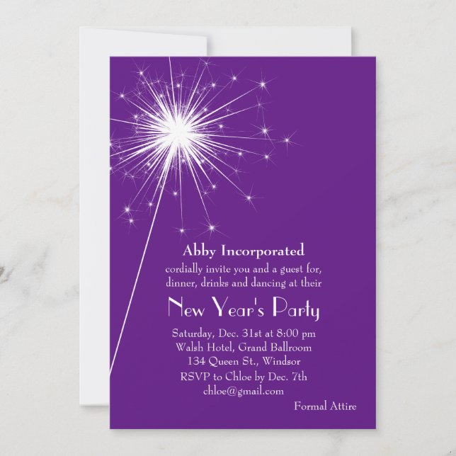 Invitation à la réveillon du Nouvel An de Purple S (Devant)