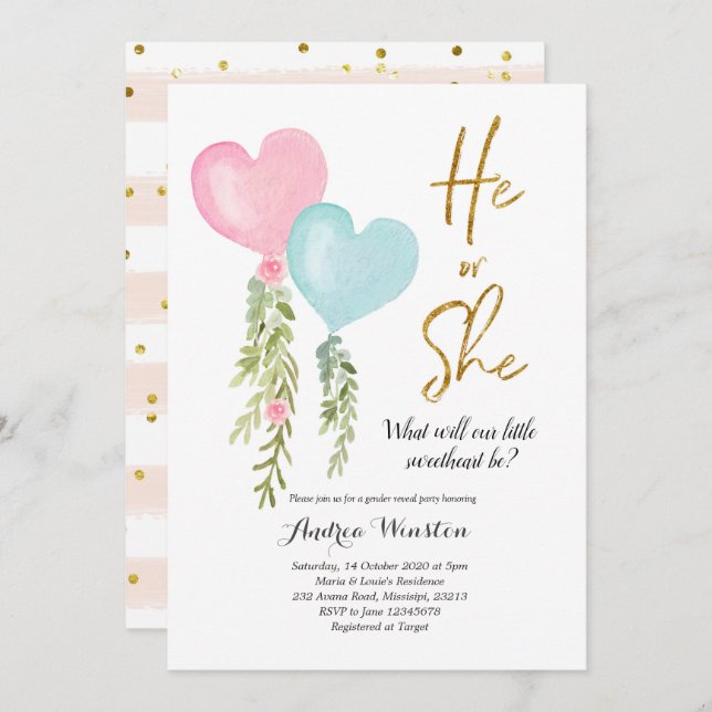 Invitation à la révélation de genre de garçon ou d (Devant / Derrière)