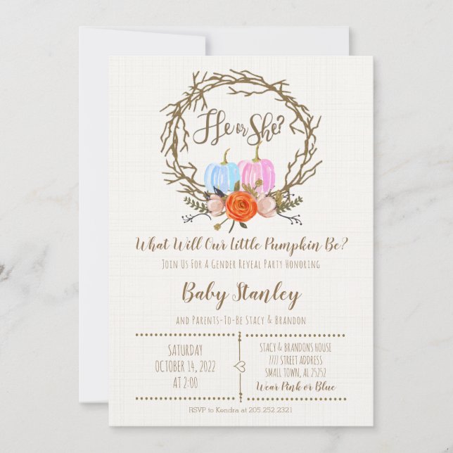 Invitation à la révélation du genre citrouille (Devant)