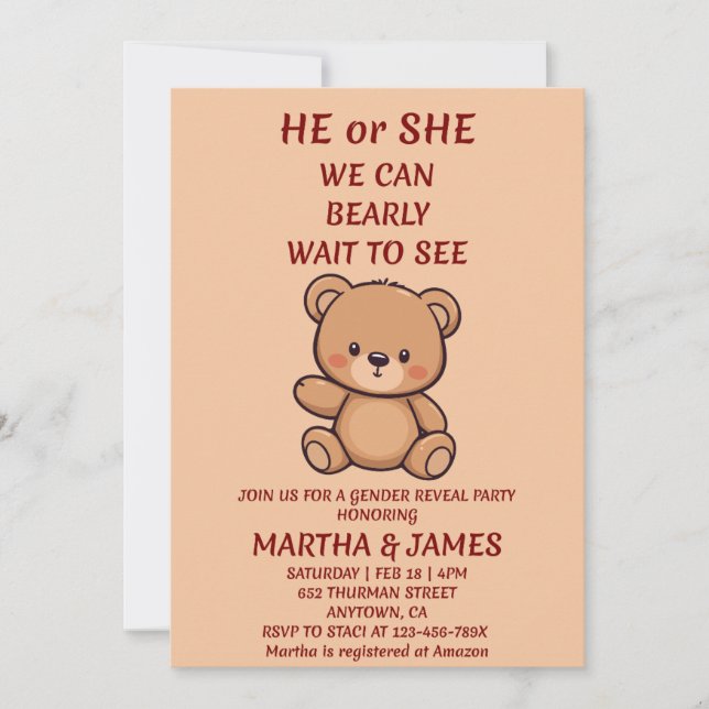 Invitation à la révélation du sexe de bébé avec un (Devant)
