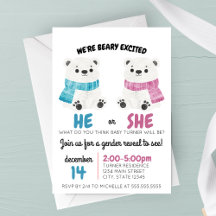 Invitation à la révélation du sexe de bébé : Ours