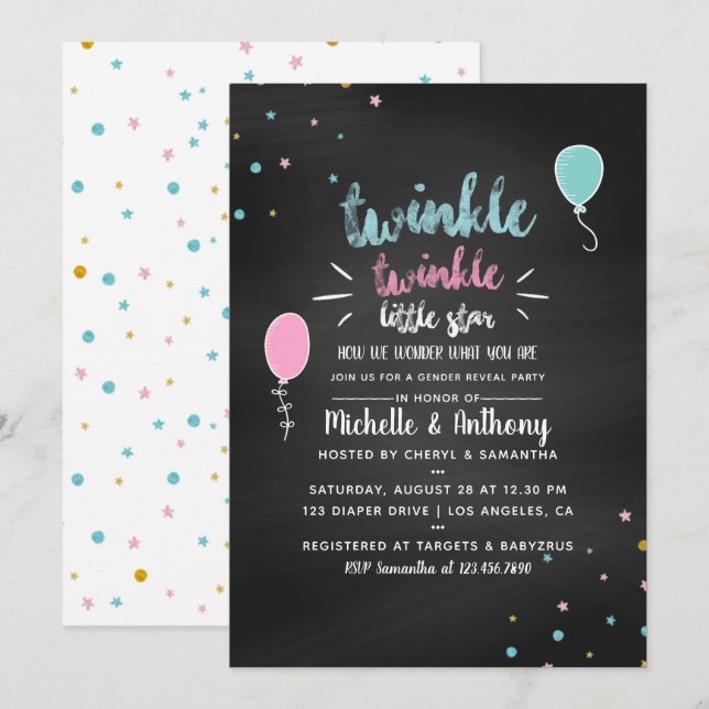 Invitation à la révélation du sexe de bébé Shower  (Devant / Derrière)