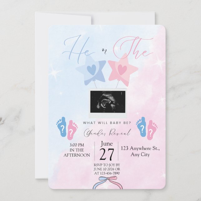 Invitation à la révélation du sexe de l'enfant (Devant)