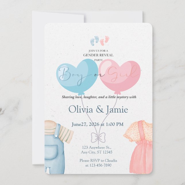 Invitation à la révélation du sexe de l'enfant (Devant)