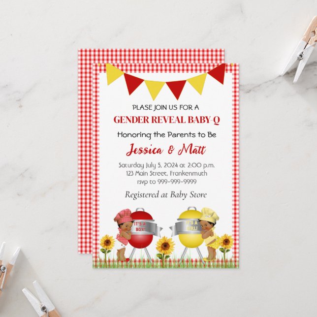 Invitation à la révélation du sexe du bébé au barb (Devant/Arrière en situation)