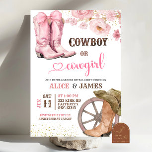 Invitation à la révélation du sexe du bébé Cowboy