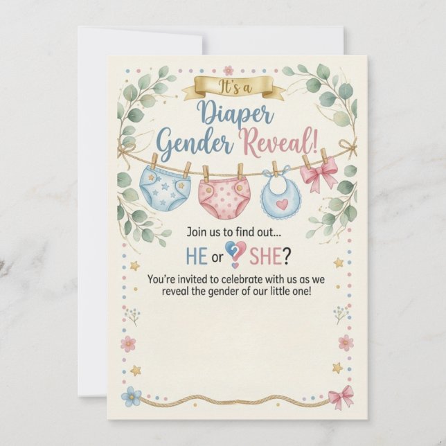 Invitation à la révélation du sexe du bébé par cou (Devant)
