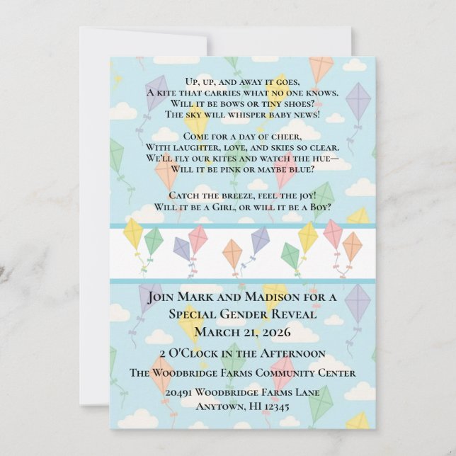 Invitation à la révélation du sexe Up, Up and Away (Devant)