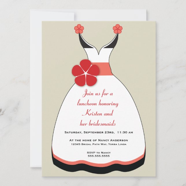 Invitation à la robe Mariage sucrée et rouge (Devant)