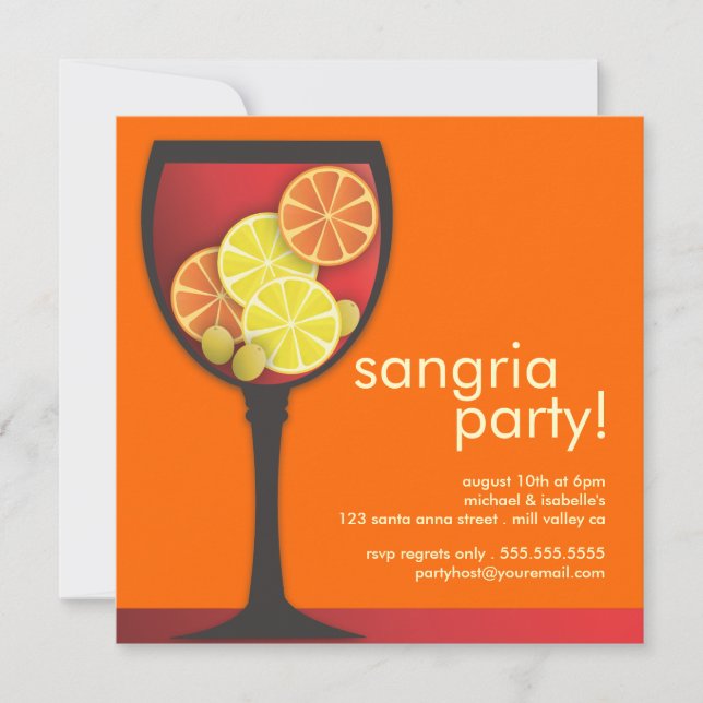 Invitation à la Sangria Party de Wineglass moderne (Devant)