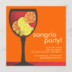Invitation à la Sangria Party de Wineglass moderne