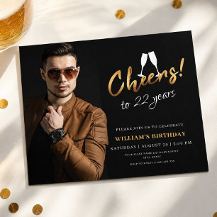 Invitation À la santé de 22 Ans Photo d'anniversaire adulte e