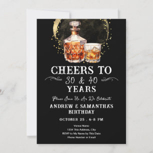 Invitation À la santé du Whiskey Double Anniversaire Adulte