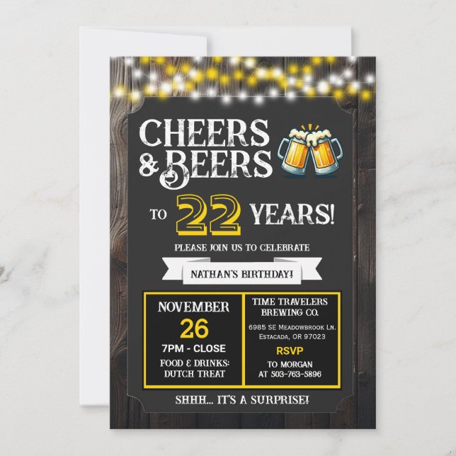 Invitation À la santé et bières pour 22 ans de Surprise Brewe (Devant)