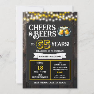 Invitation À la santé et bières pour 65 ans de fête d'anniver