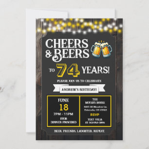 Invitation À la santé et bières pour 74 ans de BBQ d'annivers