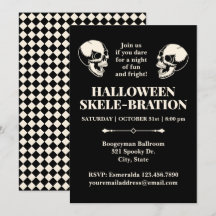 Invitation à la Skele-bration d'Halloween Crânes R