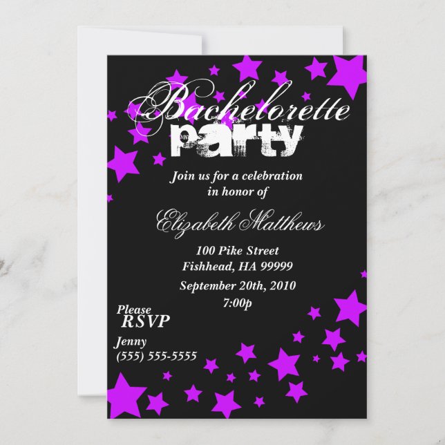 Invitation à la soirée Bachelorette des étoiles no (Devant)