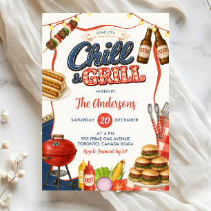 Invitation à la soirée BBQ Gingham Denim Chill & G