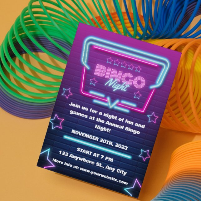 Invitation à la soirée Bingo Nuit Bleue Violette (Créateur téléchargé)