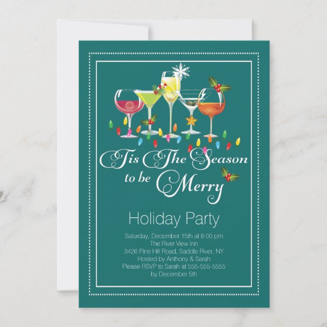 Invitation à la soirée Cocktail Be Merry Holiday (Devant)