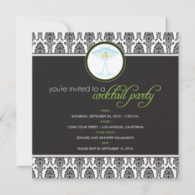 Invitation à la soirée cocktail DAMASS (chaux) (Devant)