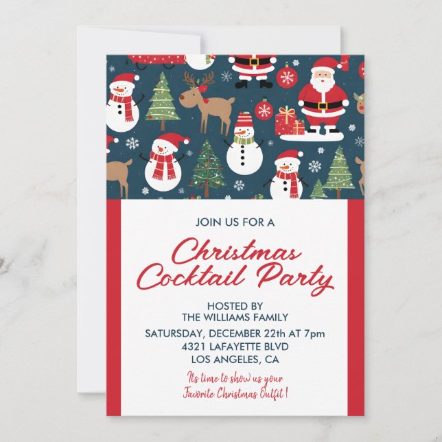 Invitation à la soirée cocktail de Noël cerf santa (Devant)