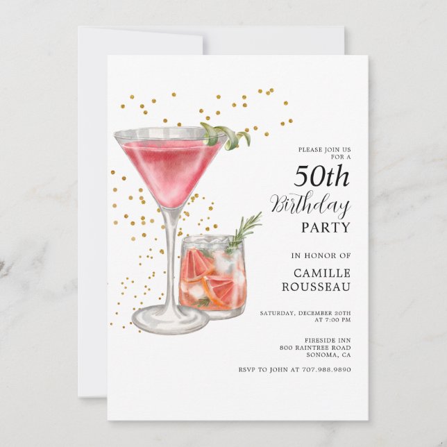 Invitation à la soirée cocktail pour 50 ans (Devant)