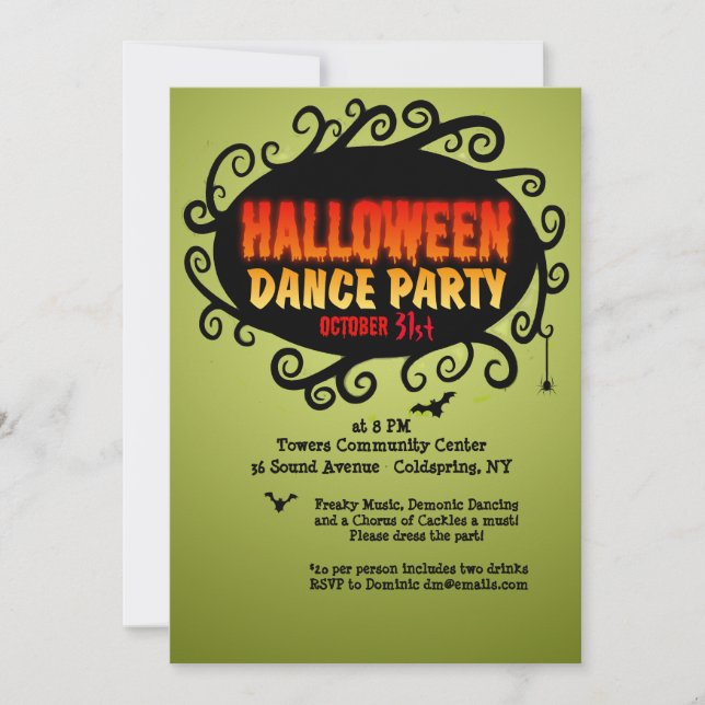 Invitation à la soirée dansante d'Halloween (Devant)
