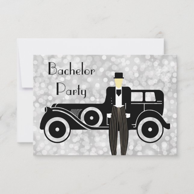 Invitation à la soirée de bachelor Gatsby Vintage  (Devant)