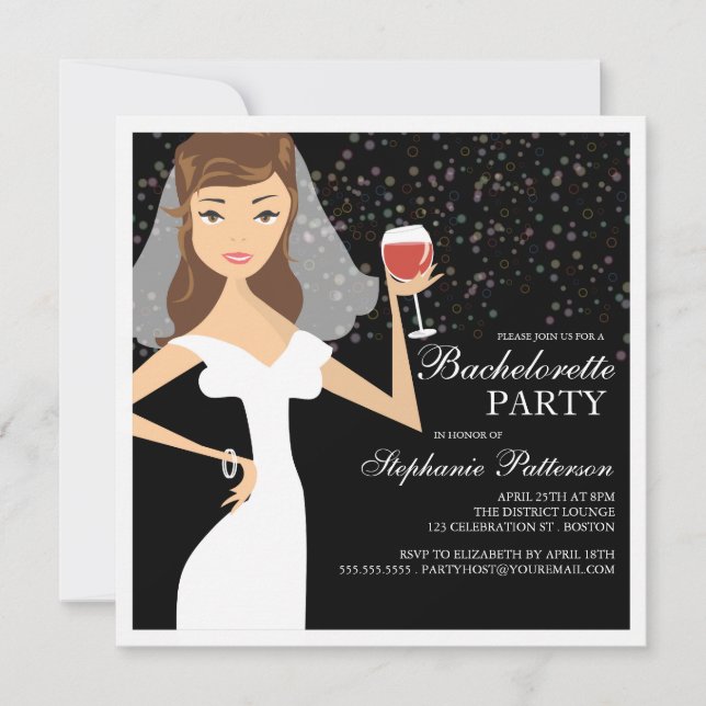 Invitation à la soirée de bachelorette de mariée m (Devant)