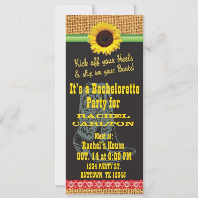 Invitation à la soirée de bachelorette de Sunflowe (Devant)