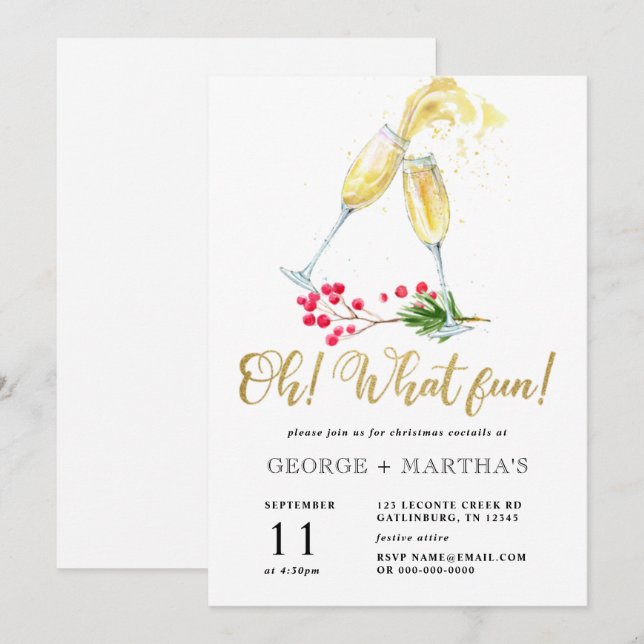 Invitation à la soirée de cocktail de Noël (Devant / Derrière)