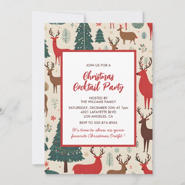 Invitation à la soirée de cocktail de Noël (Devant)
