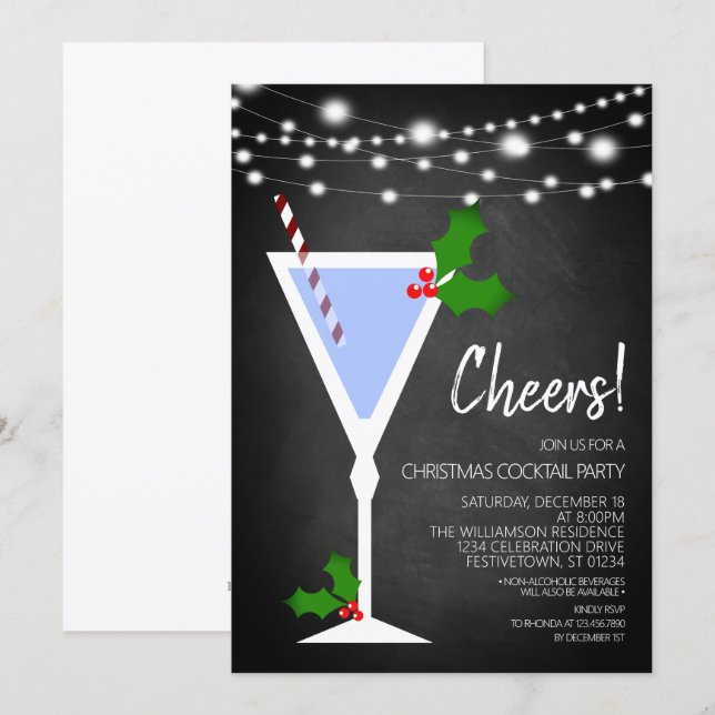 Invitation à la soirée de cocktail de Noël (Devant / Derrière)