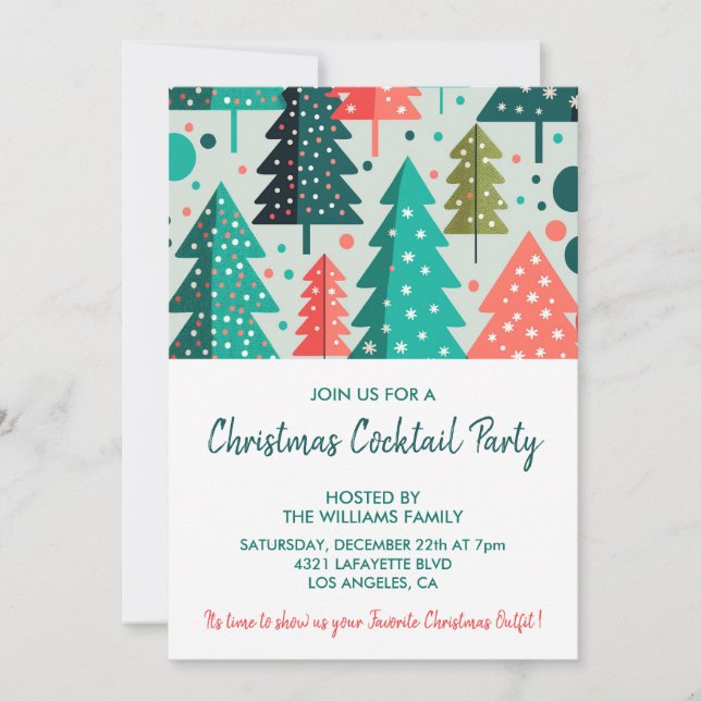 Invitation à la soirée de cocktail de Noël forêt e (Devant)