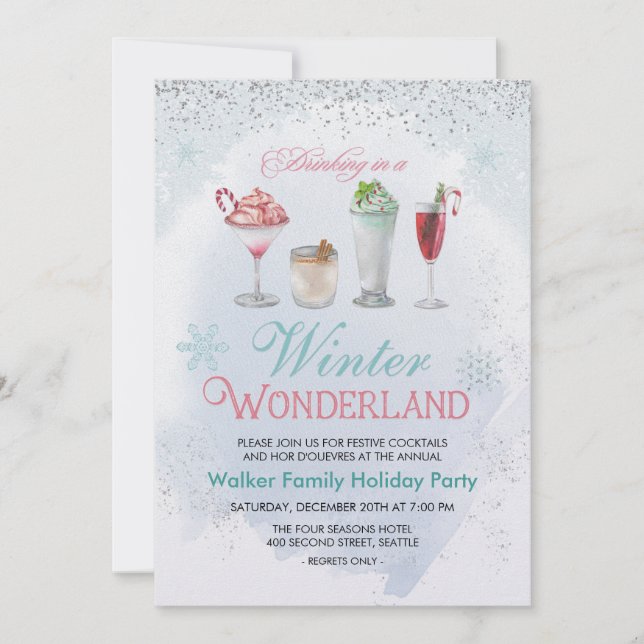 Invitation à la soirée de cocktail de Noël pendant (Devant)