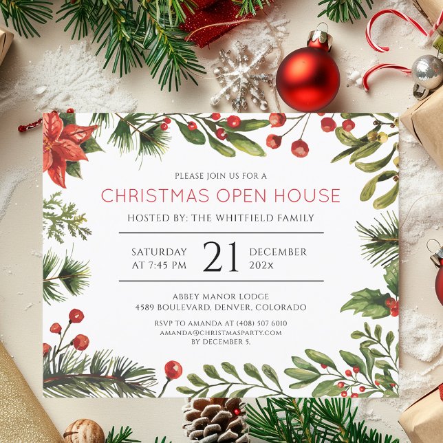 Invitation à la soirée de fête de fin d'année de N (Christmas Holiday Open House Party Invitation)